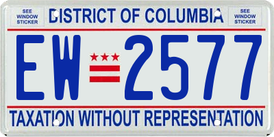 DC license plate EW2577