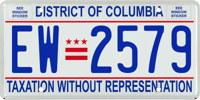 DC license plate EW2579