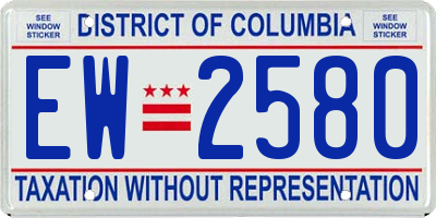DC license plate EW2580