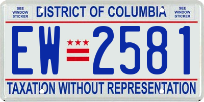 DC license plate EW2581