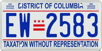 DC license plate EW2583