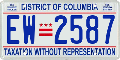 DC license plate EW2587