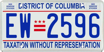 DC license plate EW2596