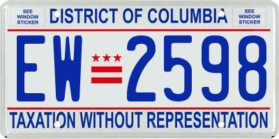 DC license plate EW2598
