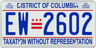 DC license plate EW2602