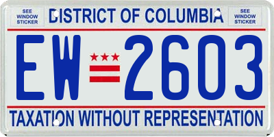 DC license plate EW2603