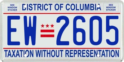 DC license plate EW2605