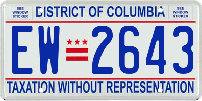 DC license plate EW2643