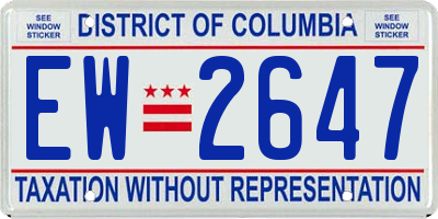DC license plate EW2647