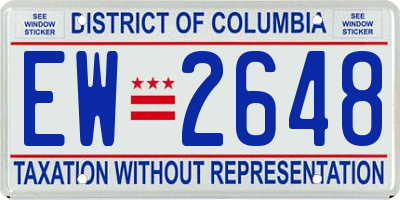 DC license plate EW2648