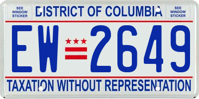 DC license plate EW2649