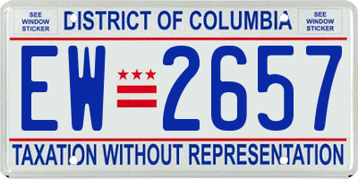 DC license plate EW2657