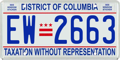 DC license plate EW2663
