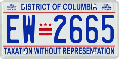 DC license plate EW2665