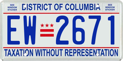 DC license plate EW2671