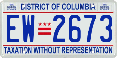 DC license plate EW2673
