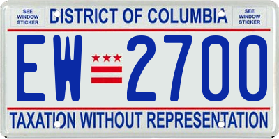 DC license plate EW2700