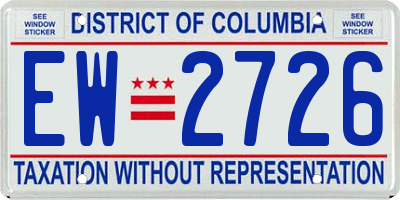DC license plate EW2726