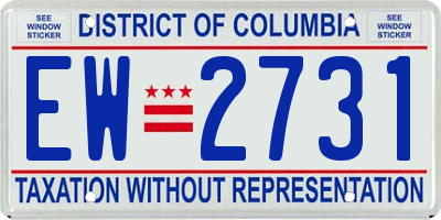 DC license plate EW2731