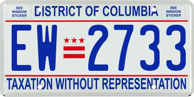 DC license plate EW2733