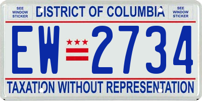 DC license plate EW2734