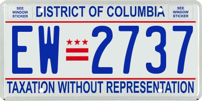 DC license plate EW2737
