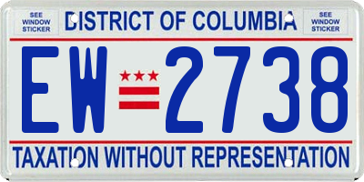 DC license plate EW2738