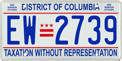 DC license plate EW2739