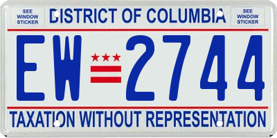 DC license plate EW2744