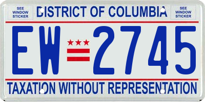 DC license plate EW2745