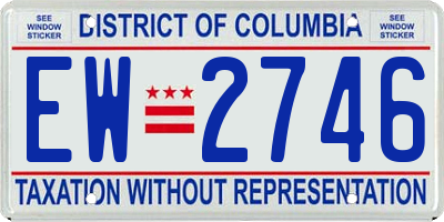 DC license plate EW2746