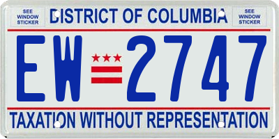 DC license plate EW2747