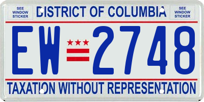 DC license plate EW2748