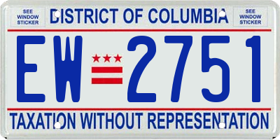 DC license plate EW2751
