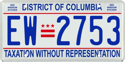 DC license plate EW2753
