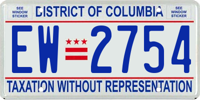 DC license plate EW2754