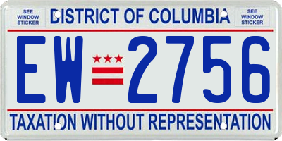 DC license plate EW2756