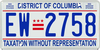 DC license plate EW2758