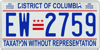 DC license plate EW2759