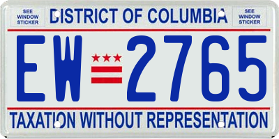 DC license plate EW2765
