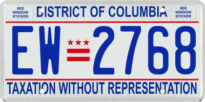 DC license plate EW2768