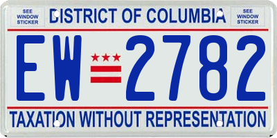 DC license plate EW2782