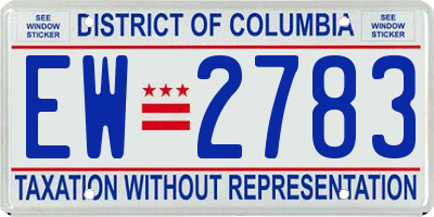 DC license plate EW2783