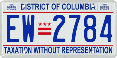 DC license plate EW2784