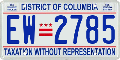 DC license plate EW2785