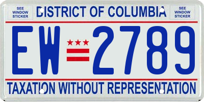 DC license plate EW2789