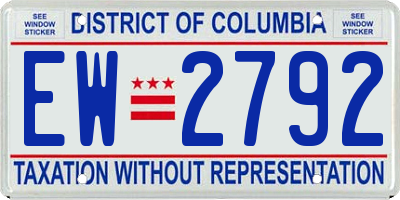 DC license plate EW2792