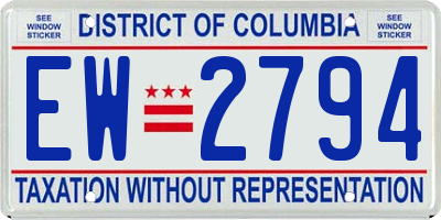 DC license plate EW2794