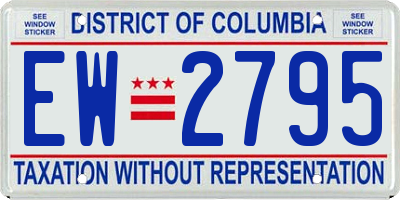 DC license plate EW2795
