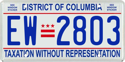 DC license plate EW2803